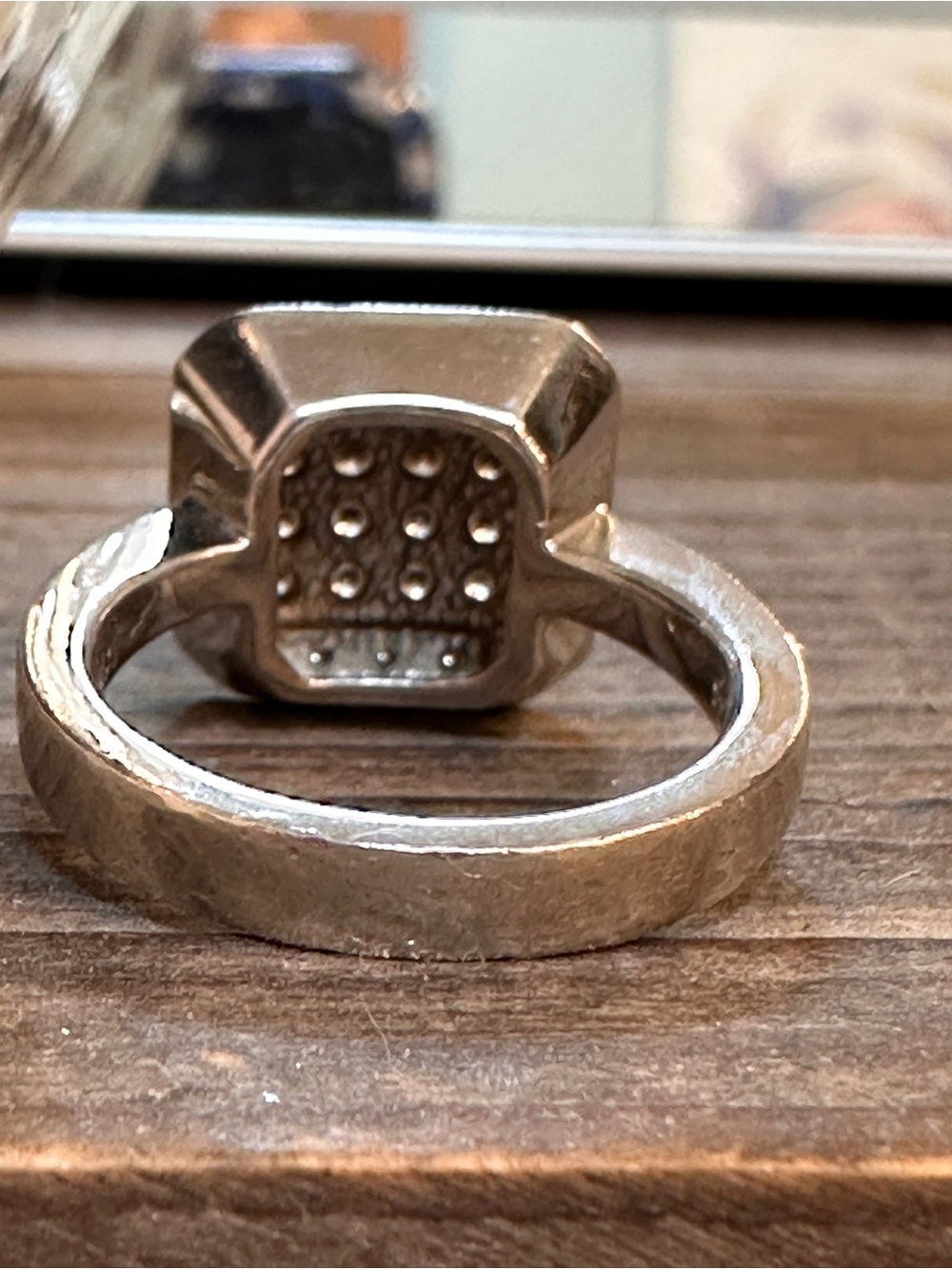 Square diamond Pavé Cluster Ring with chocolate and white diamonds. Silver - Picture 5 of 6